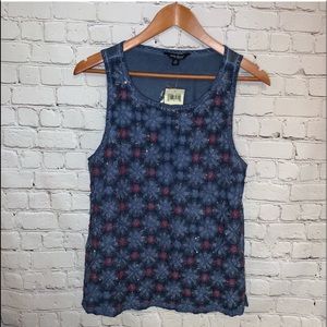LUCKY BRAND Floral Beaded Sleeveless Top. nwot. never worn.